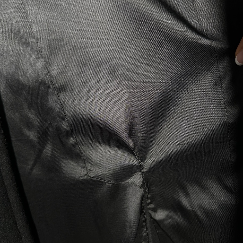 Steve By Searle Long Wool Cashmere Overcoat Black Size 10 - Picture 10 of 12